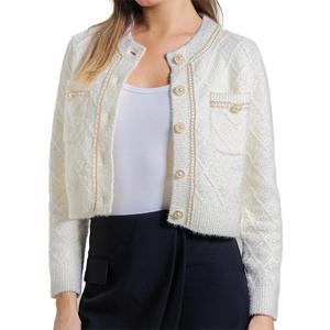 URBAN REVIVO Women's Knit Cardigan Sweaters Casual Long Sleeve Open Front Button Down Cropped Jackets (XL)