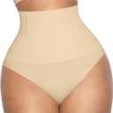 Lover-Beauty Tummy Control Thongs Mid Waist Shapewear for Women Seamless faja body shaper Low Belly Control Panties Underwear (Beige, M)