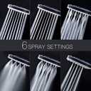 Newentor® Handheld High Pressure 6 Spray Modes/Settings Detachable Chrome Finish Square Shower Head with Stainless Steel Hose and Multi-Angle Adjustable Shower Stand