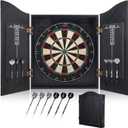 Sisal Dart Board Cabinet Sets, Decorative Dart Boards for Adults [6*Steel Darts] - Wooden Dartboard Cabinet with Integrated Scoreboard for Family Game Rooms, 19.7 inches x 26.8 inches