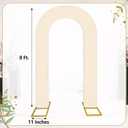 Hahafelt 8 feet Open Arch Backdrop Cover Beige Spandex Fitted Round Top Wedding Arches U-Shaped Fabric Arch Covers for Outdoor or Indoor Party Reception Home Photography Decorations