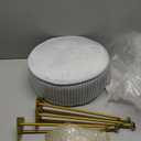 IBUYKE Velvet Round Footrest Stool Ottoman, Makeup Vanity Stool Side Table, Velvet Dressing Table Seat, Pouf Couch Stool, Golden Steel Legs, Blue LG30H