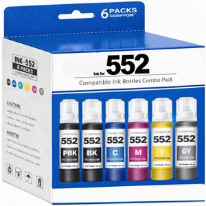 Compatible for 552 Ink 600ml Refill Ink Bottle Replacement for EcoTank Photo ET-8550 ET-8500 Printer High Capacity 6-Pack (Not Sublimation Ink)