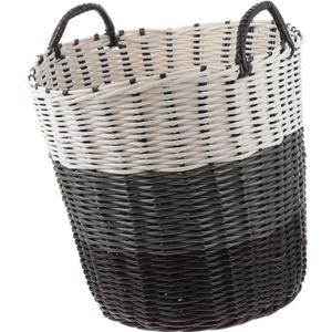 OFFSCH Handheld Laundry Basket 34cm Versatile Storage Basket Plastic Woven Household Clothing Organizer Brown-Gray-White for Bedroom and Bathroom Accessories, 3 pack