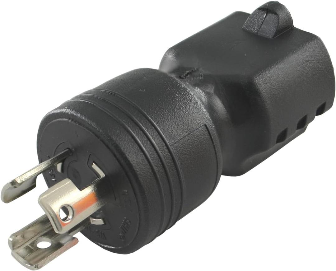 Conntek 30120 UNO Locking Plug NEMA L5-15P to NEMA 5-15R 125-Volt Adapter Black, 1PCS/PK