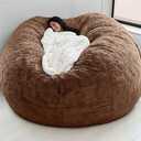 Big Huge Giant Bean Bag Chair for Adults, (No Filler) Bean Bag Chairs in Multiple Sizes and Colors Giant Foam-Filling Required- Machine Washable Covers, Double Stitched Seams (Coffee,7FT)