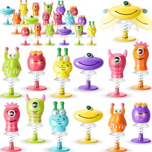 Deekin 24 Pieces Big Eye Animal Toys Spring Launchers Toys Jumping Toy Bouncy Christmas Party Favors for Boys and Girls Classroom Prizes Return Goodie Bag Fillers, 6 Styles