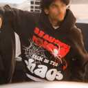 Autumn/Winter Hip Hop Hoodie for Men and Women Y2k Hoodie Matching Hoodies for Couples (Black, S)