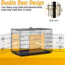 FDW Dog Crate for Medium Dogs 30 Inch Folding Metal WirePet Cage Double Door W/Divider Panel Indoor Outdoor Kennel Leak-Proof Plastic Tray,Black