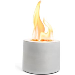 Table Top Fire Pit Bowl - Concrete Tabletop Fireplace Portable Rubbing Alcohol Burner Long Time Burning Smokeless Fire Pit for Patio Decor Smores Maker with Extinguisher White Elephant Gift