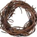 Taiyin 4 Pcs 32.8 Foot Fake Rusted Barbed Wire Decoration Halloween Plastic Faux Barb Wire Prop Western Decor for Cowboy Christmas Party (Rust Red)