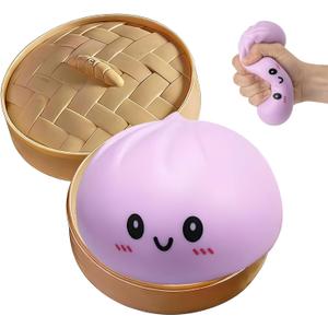 Glitter Dumpling Squishy,Dumpling Squishy Mystery Box,Squeeze for Stress Relief (Purple)