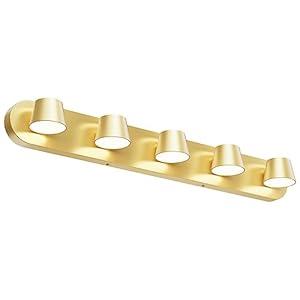 URSOLA Bathroom Lighting Fixtures Over Mirror, 5 Light Bathroom Vanity Light, LED Gold Bathroom Light Fixtures Up and Down Rotatable Dimmable 34 inch