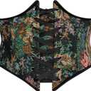 Scarlet Darkness Corset Belt for Women Floral Lace Up Boned Underbust Corset Waist Belts (12, Midnight Garden)