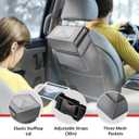 Simple Deluxe Car Trash Can, Multipurpose Bin with Lid and Storage Pockets, Collapsible Adjustable Straps and Portable Organizer, 2 Gallon, Grey