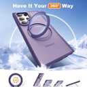 Compatible with Samsung Galaxy S24 Ultra Case with 360Rotatable Magnetic Ring Stand Compatible with Mag-Safe Military Protection Matte Translucent Phone Cases for S24 Ultra 6.8",Dark Purple