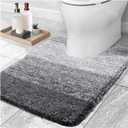Luxury Bath Mat U-Shaped Extra Soft Bathroom Rug Absorbent Bathroom Carpet Non-Slip Plush Foot Mat Contour Toilet Mats(Gray,40X60cm)
