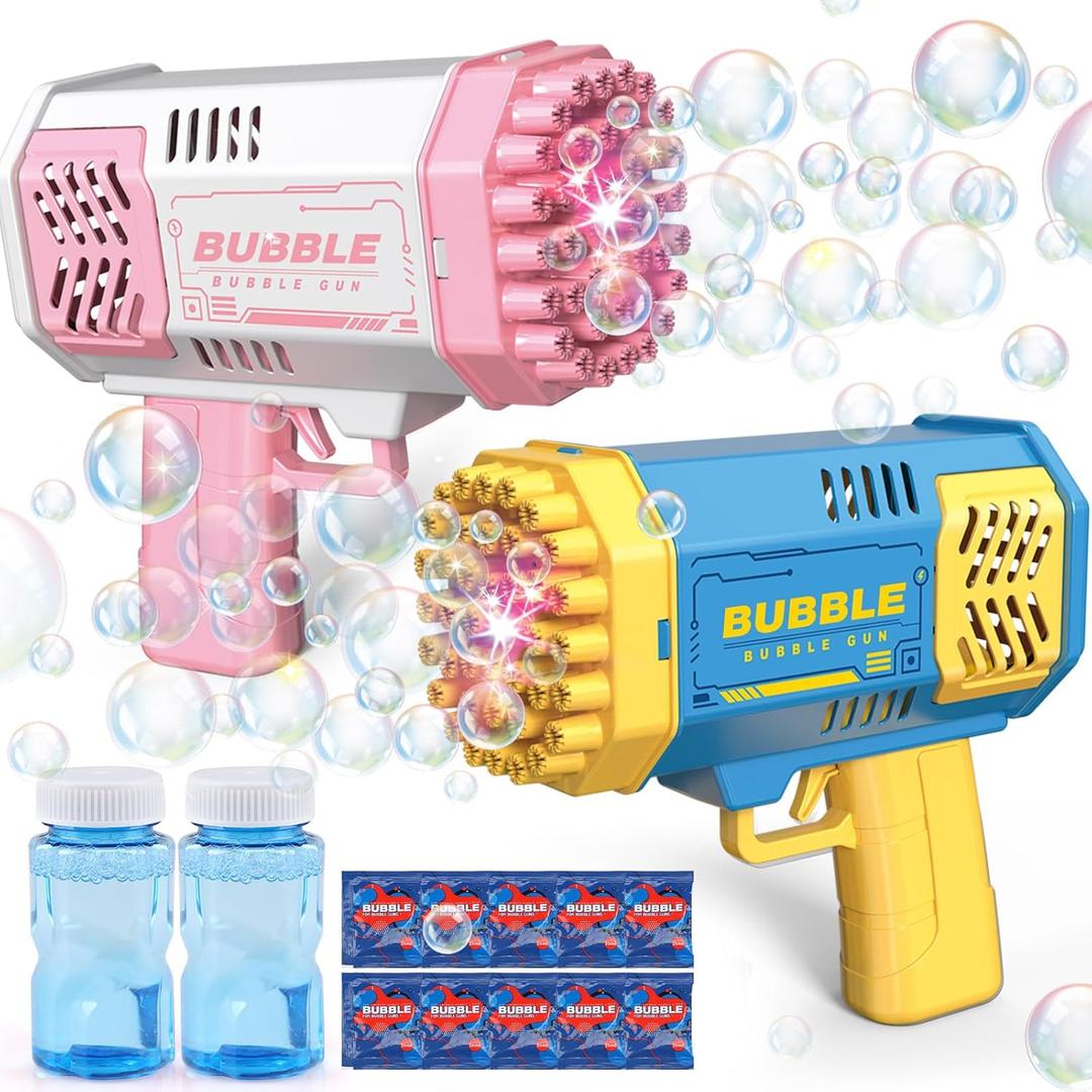 JONEG Toys for 3-8 Year Old Boys Girls: 2 Pack Bubble Machine for Kids with Bubble Solution, Gifts for 3 4 5 6 7 8 Years Old Boy Birthday Toy for Kid Toddlers Ages 4-6 Outdoor Wedding Bubbles Wands (Blue+pink)