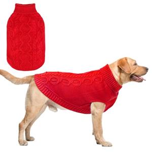 SCENEREAL Knitted Dog Sweater for Large Medium Small Dogs, Christmas Pet Clothes Warm Sweatershirts Outfits, Classic Dog Winter Coat with Leash Hole, Soft Pet Knitwear Apparel for Girls Boys, Red,Size XXL