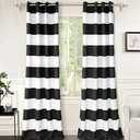DriftAway Black Striped Room Darkening Curtains Horizontal Stripe Classic Grommet Drapes for Bedroom Living Room Kitchen Thermal Insulated Window Panels for Holidays Daily