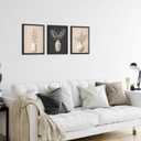 LevvArts Neutral Beige and Black Bathroom Decor Olive Leaf Art Prints Modern Minimalist Style Bedroom Decor 3-Piece Framed Canvas Art Set