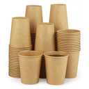 Kraft 100 Pack Paper Cups - 8 Oz Hot Compostable Cups for Coffee, Water & More