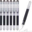 TIESOME Disposable Fountain Pens, Black Ink Smooth Writing Pens Quick-Drying Liquid ink Fine Nib for School Office Gift Supplies 6PCS