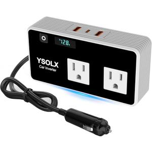 300W Car Power Inverters for Vehicles, YSOLX Car Inverter 12V to 110V with 3 USB Fast Charger and Car Plug Adapter Outlet for Laptop Computer Charger (white)