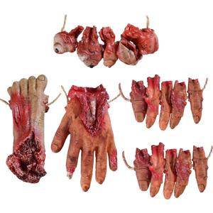 5PCS Halloween Severed Broken Body Parts Halloween Blood Props Realistic Severed Horror Hand Foot for Party Decorations Props Haunted House
