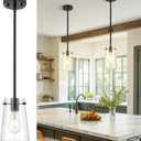 Beionxii Matte Black Pendant Light Fixtures, Pendant Lights Kitchen Island with Clear Glass, Modern Kitchen Pendant Lighting Over Island for Sink, Dining Room, Entryway, BX-PL03MB-CG (1 Pack)
