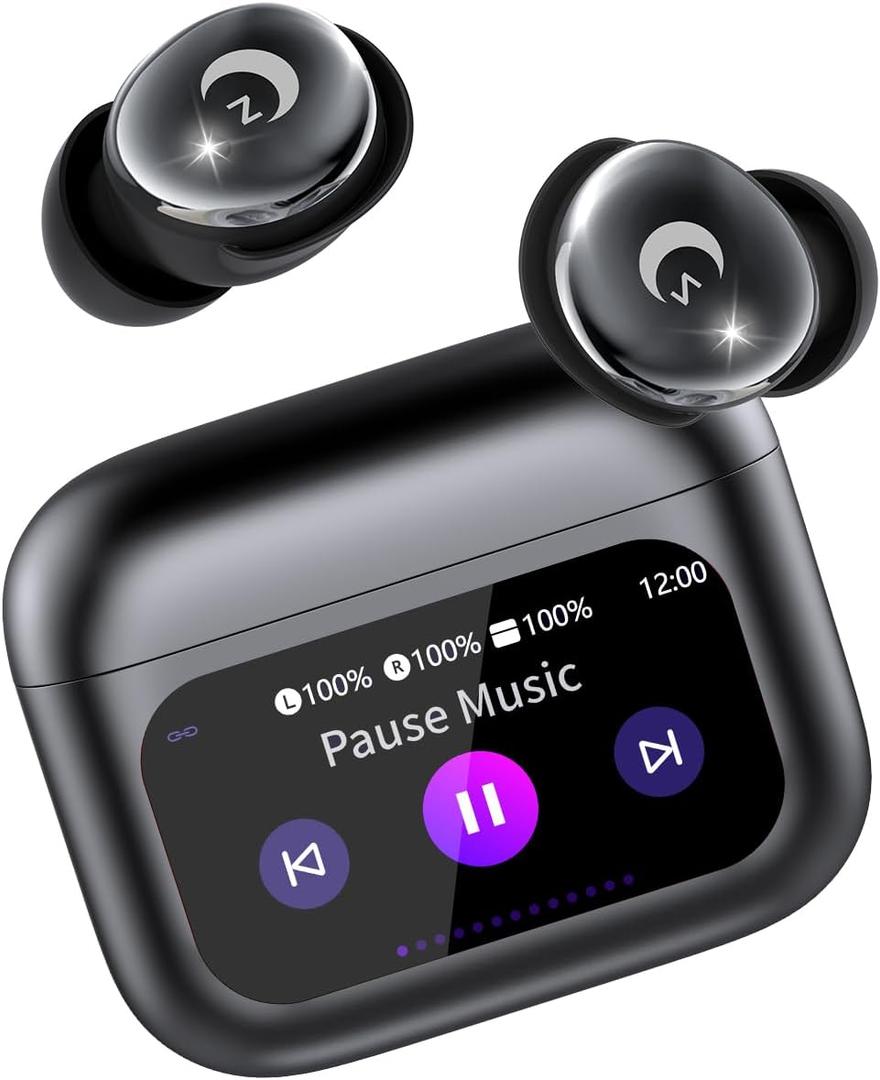 Sleep Earbuds Bluetooth 5.4 in Ear Smart Touch Screen Ear Buds, 48H Playtime Mini Sleep Headphones Small Design for Side Sleepers, Crystal-Clear Calls, 5 EQ Modes, IPX7 Waterproof Earphones Black