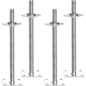 VEVOR 4-Pack Adjustable Leveling Jacks, 18.2 In Adjustable Height & 3307lbs/1500kg Total Load Capacity Scaffold Jacks Feet, Solid Carbon Steel Screw Jacks for Baker-Style Scaffolding Equipment, Silver