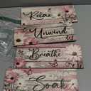 Sunnyray 4 Pcs Farmhouse Bathroom Wall Decor Sign Spring Daisy Tulip Flowers and Butterfly Bathroom Wall Art Relax Soak Unwind Breathe Rustic Wood Plaque Decor(10 x 4 Inch,Pink)