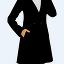 Notch Lapel Double Breasted Wool Blend Coat Outwear Winter Coat Size 2XL