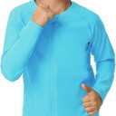HODOSPORTS Boys UPF 50+ Rash Guard Swim Shirts with Zipper Long Sleeve Quick Dry UV Protection Sun T-Shirts (Blue)