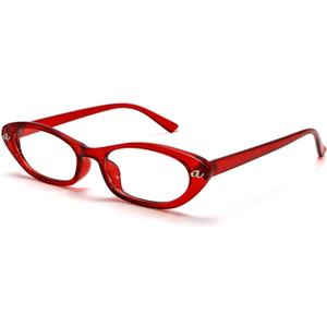 BOTEN Cat Eye Blue Light Blocking Glasses for Women Men Small Oval Eyeglasses Anti Glare Nerd Eyewear (Red)
