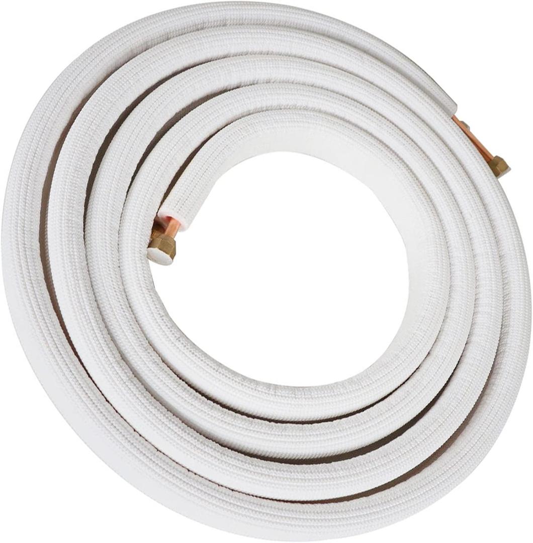 kimllier 16FT 1/4 Inch & 3/8 Inch Air Conditioning Copper Tubing Hose Extension Insulated Copper Hoses Fit for Mini Split Air Conditioner