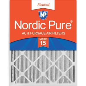 Nordic Pure 24x24x4 (Actual Size: 23 3/8 x 23 3/8 x 3 5/8) Pleated MERV 15 Air Filter 1 Pack