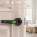 IRONZON Fingerprint Door Handle for Bedrooms - 191F 3-in-1 Fingerprint Door Lock with Keypad, Fingerprint Door Knob for Bedroom with Key, Keyless Entry Door Handle - Black