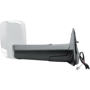 Replacement Passenger Right Side Door Towing Mirror Power and Heated Glass with BLIS (Blind Spot Sensor) Chrome Back Cover Turn Signal Light Puddle Light Manual Folding for RAM 1500 from 2019 to 2025