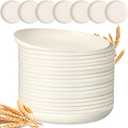 Zopeal 15 Pcs Unbreakable 10 Inch Wheat Straw Plates Set for Fruit Kitchen Salad Dessert Cakes Dish Reusable Plastic Lightweight Deep Dinner Plates, Microwave and Dishwasher Safe(Beige)