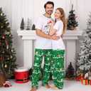 Christmas Pajamas for Family Matching Holiday PJ's Jammies Sets with Short Sleeve Tee and Pants Sleepwear Loungewear (Large, Green Light Ball)