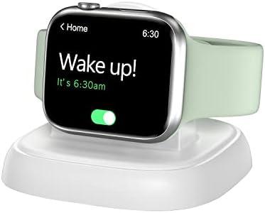 NEWDERY Charger Stand for Apple Watch, Portable Watch Charger for iWatch with USB C Cable,Fast Charging,Wireless Charging Station for iWatch Series 10/9/8/7/6/Ultra/5/3/2/SE, White