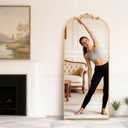 MISSDAY Vintage Baroque Full Length Mirror, 71"X32" Antique Large Arched Full Body Mirror Freestanding with French Carving Top, Full Metal Frame Stand Up Retro Mirrors for Bedroom Living Room, Gold