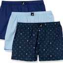 Nautica Men's Cotton Woven 3 Pack Boxer (Blue Depths/Coastal Sky/Pop Turtle Print) XL