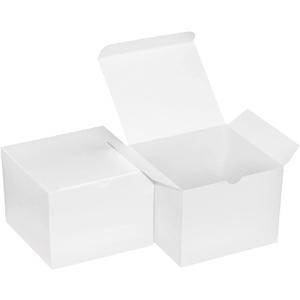 Xxcxpark 30 PCS White Gift Boxes 5x5x3.5 Inches, Decorative Party Favor Kraft Paper Gift Packaging Box with Lid for DIY Crafting, Cube, Cupcake, Kraft Present Boxes for Birthday, Wedding,5x5x3.5 Inch (White)-30 PCS