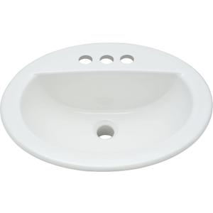 PROFLO PF19164 Rockaway 19" Oval Vitreous China Drop In Bathroom Sink with Overflow and 3 Faucet Holes at 4" Centers - White