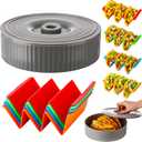 Domensi Colorful Taco Holder Stands Set of 4 Taco Holder for 3 or 2 Included Tacos Tortilla Warmer with Lid Pancake Warmer Nice for Keeping Tortillas Pancakes Waffles Dishwasher & Microwave Safe