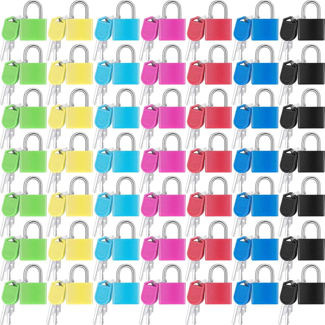 Yulejo 49 Pcs Small Locks with Keys for Luggage Mini Padlocks Suitcase Locks Multicolor Metal Travel Padlocks for School Gym Classroom Schoolbag Backpack Diary