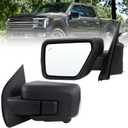 Left Driver Side Mirror Compatible With 2021-2026 Ford F150 With Manual Folding Power Glass Heated Blind Spot Turn Signal Light Matte Black Replace#ML3Z17683TA (9Pins)